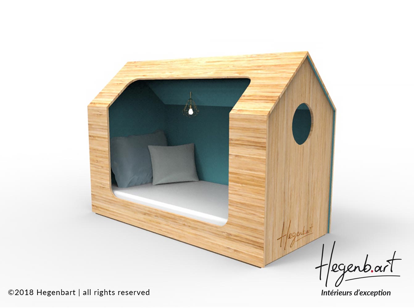 lit cabane pour enfant en bois massif original et fabrique en france par menuiserie hegenbart aix en provence